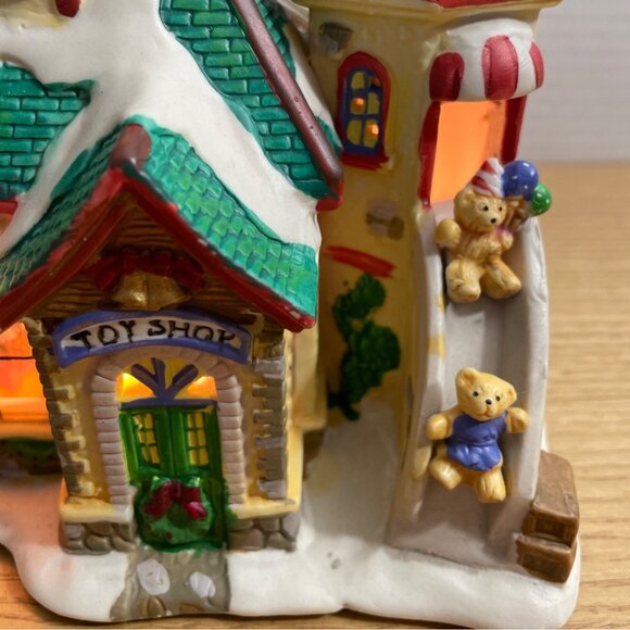 Vintage Enchanted Christmas Village Toy Shop Village Scene Lighted Window Scene - Picture 7 of 12